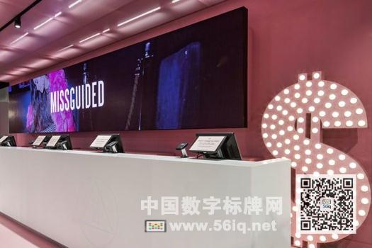 數(shù)字屏幕裝點(diǎn)時(shí)尚品牌MISSGUIDED旗艦店,多媒體信息發(fā)布系統(tǒng),數(shù)字標(biāo)牌,數(shù)字告示，digital signage